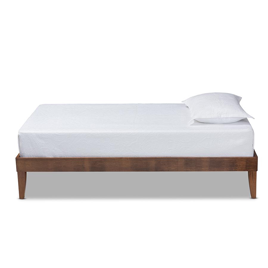 Lucina Mid-Century Modern Walnut Brown Finished Twin Size Platform Bed Frame. Picture 2