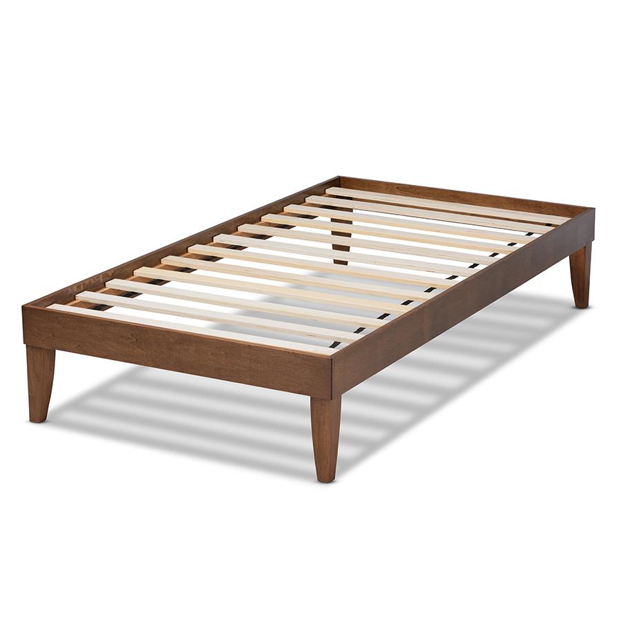Lucina Mid-Century Modern Walnut Brown Finished Twin Size Platform Bed Frame. Picture 3