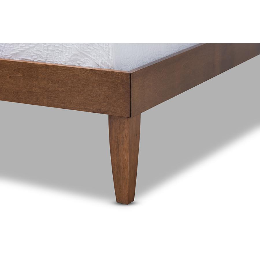 Lucina Mid-Century Modern Walnut Brown Finished Twin Size Platform Bed Frame. Picture 4