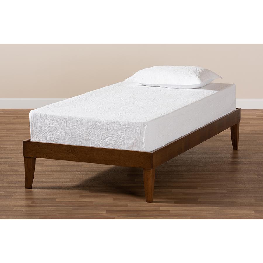 Lucina Mid-Century Modern Walnut Brown Finished Twin Size Platform Bed Frame. Picture 6