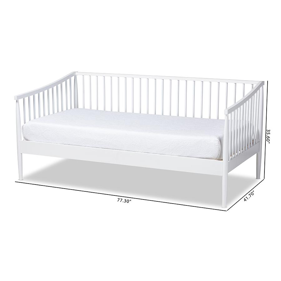 Renata Classic and Traditional White Finished Wood Twin Size Spindle Daybed. Picture 8