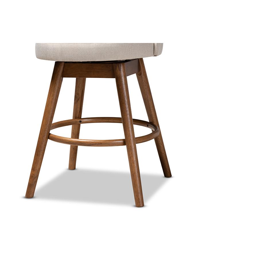 Walnut-Finished Wood Swivel Counter Stool Set of 2. Picture 5