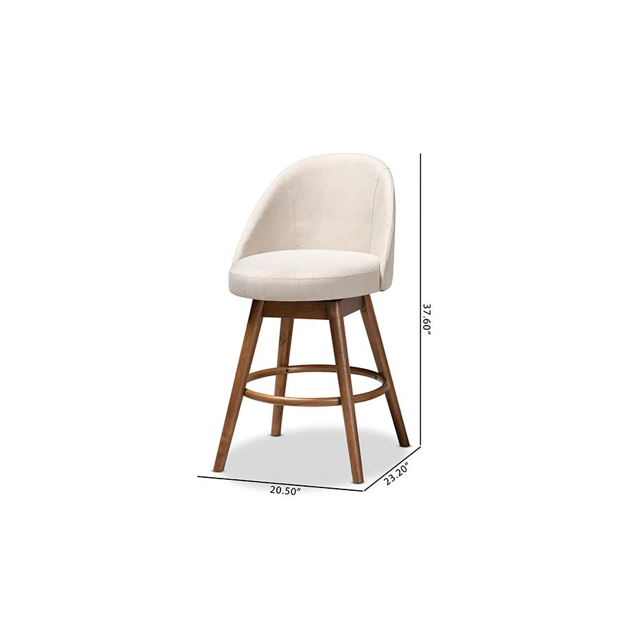 Walnut-Finished Wood Swivel Counter Stool Set of 2. Picture 8