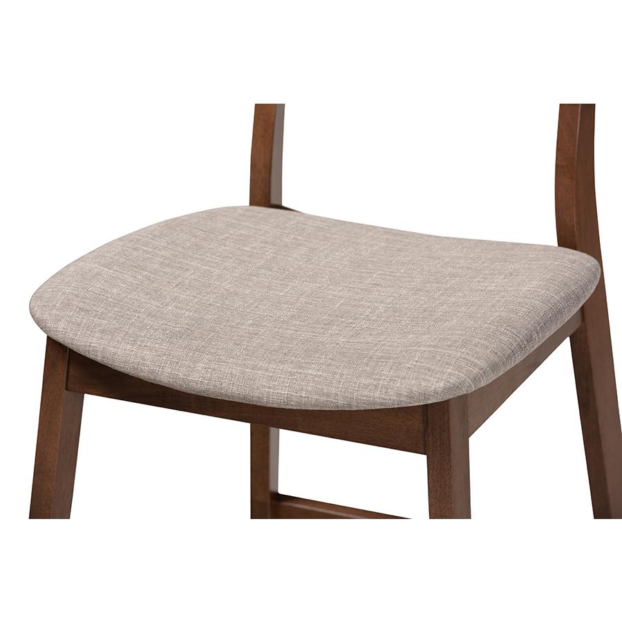 Light Grey Fabric Upholstered Walnut Finished 2-Piece Wood Counter Stool Set. Picture 5