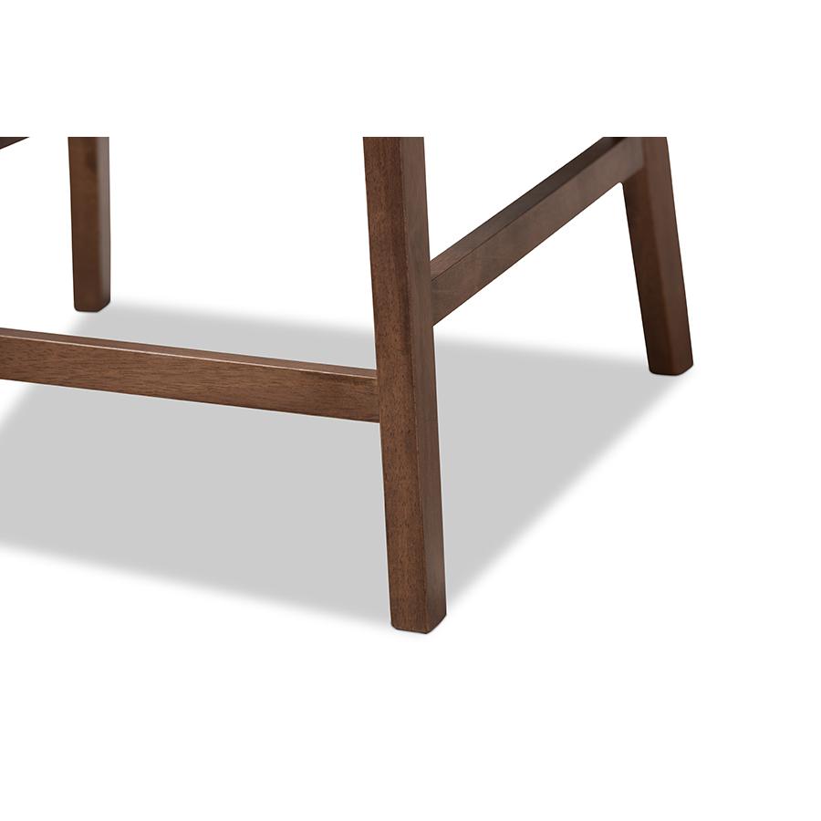 Light Grey Fabric Upholstered Walnut Finished 2-Piece Wood Counter Stool Set. Picture 6