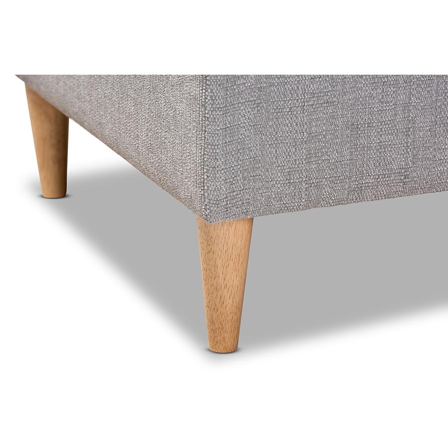 Grey Fabric Upholstered Oak Finished Chaise Lounge. Picture 6
