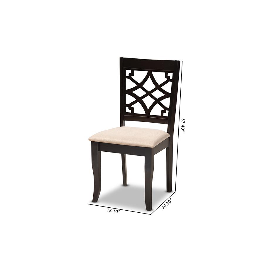 Baxton Studio Mael Modern and Contemporary Sand Fabric Upholstered Espresso Brown Finished Wood Dining Chair (Set of 4). Picture 7