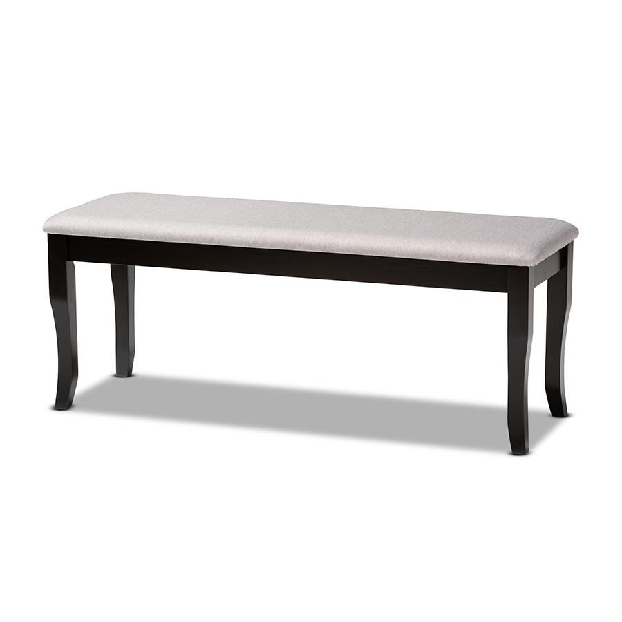 Grey Fabric Upholstered and Dark Brown Finished Wood 6-Piece Dining Set. Picture 3