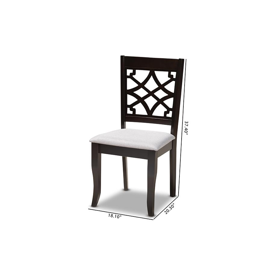 Grey Fabric Upholstered Espresso Brown Finished Wood Dining Chair Set of 4. Picture 6
