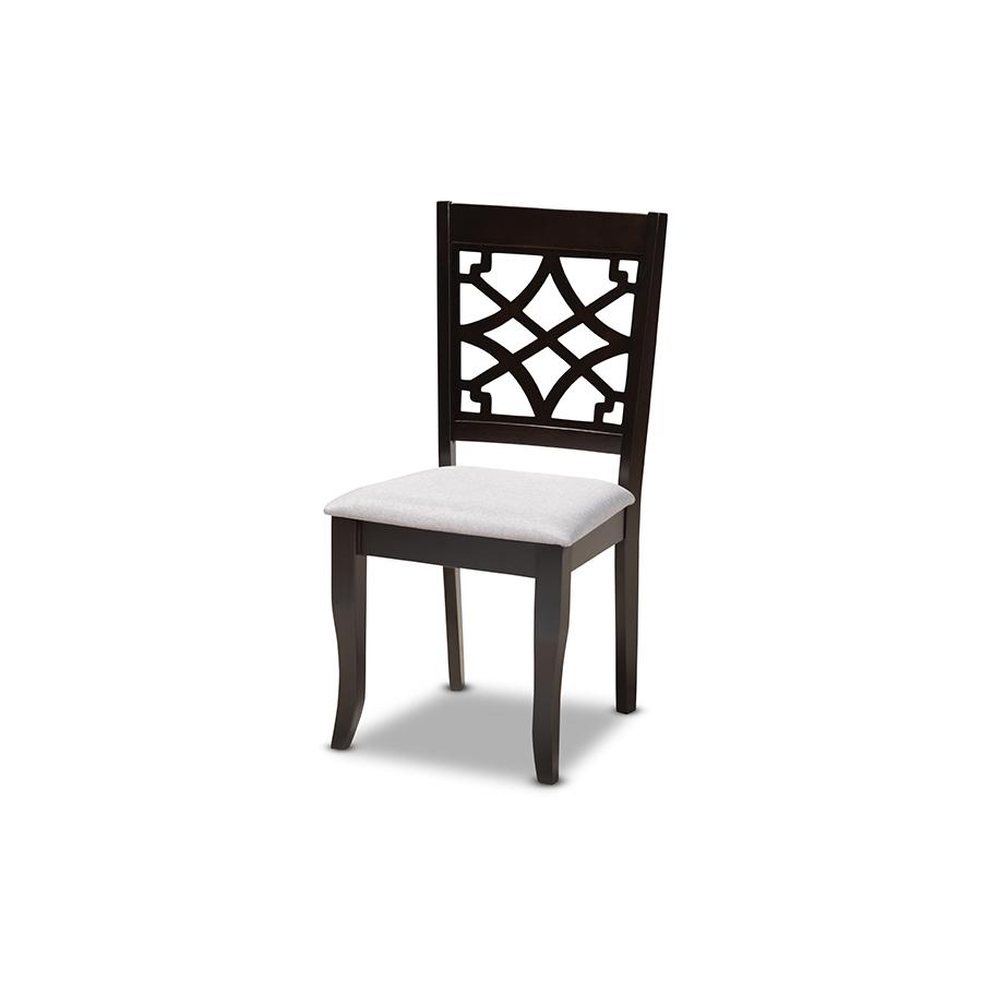 Grey Fabric Upholstered Espresso Brown Finished 5-Piece Wood Dining Set. Picture 3