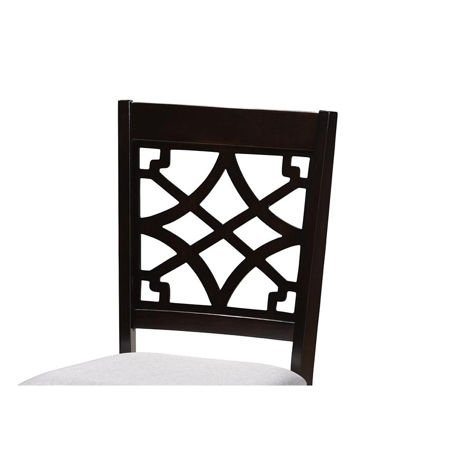 Grey Fabric Upholstered Espresso Brown Finished 5-Piece Wood Dining Set. Picture 4