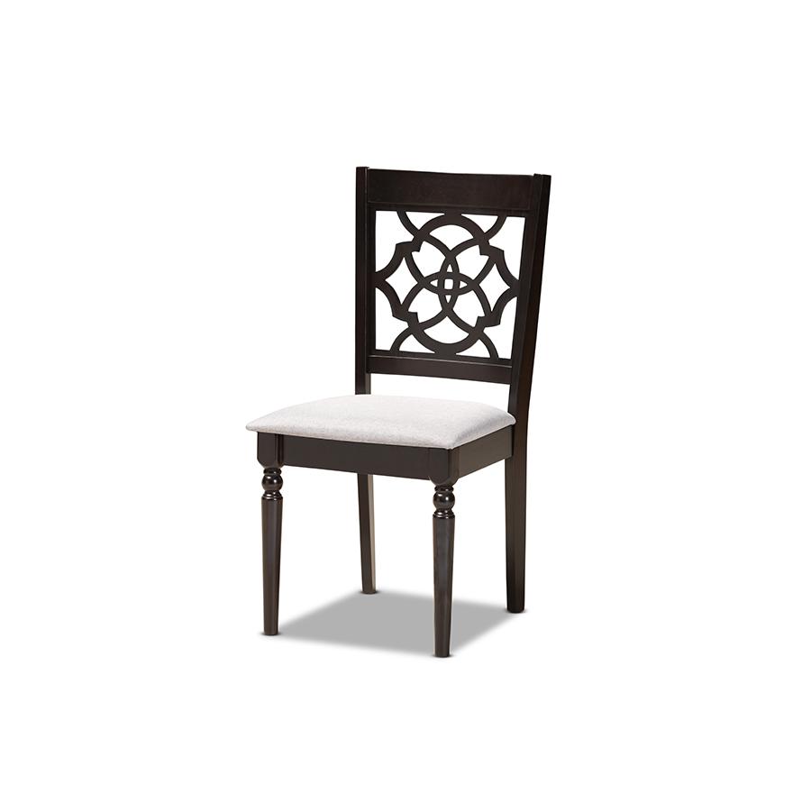Grey Fabric Upholstered and Dark Brown Finished Wood 5-Piece Dining Set. Picture 2