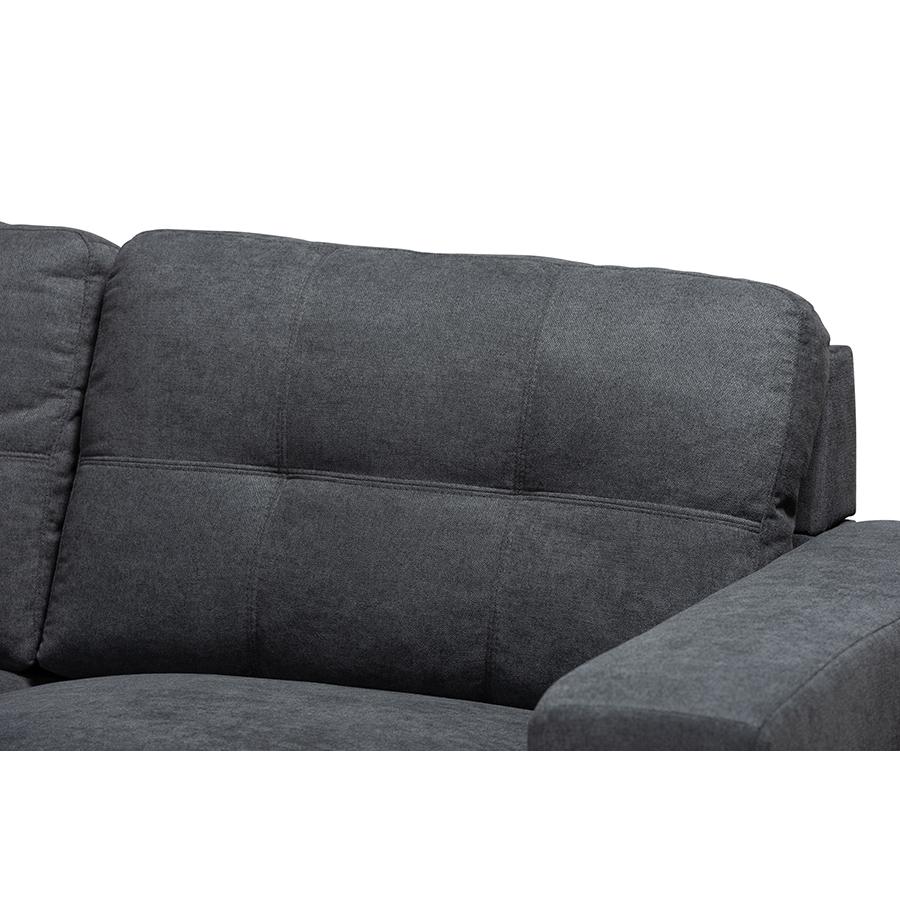 Dark Grey Fabric Upholstered Sectional Sofa with Left Facing Chaise. Picture 2