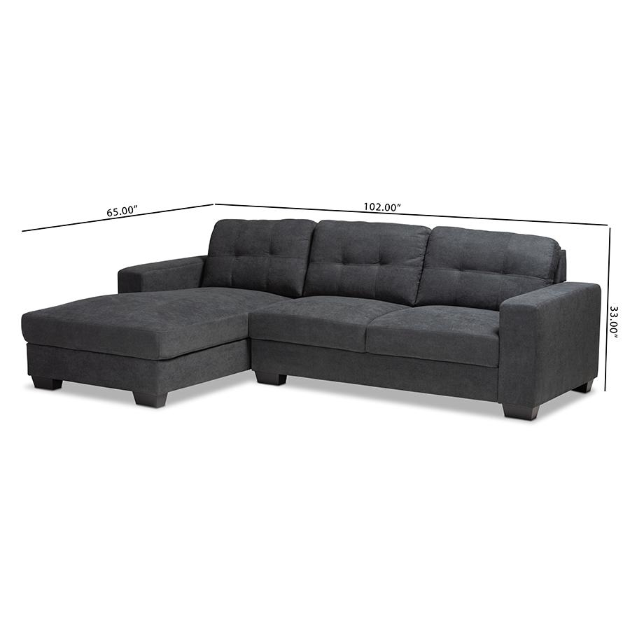 Dark Grey Fabric Upholstered Sectional Sofa with Left Facing Chaise. Picture 6
