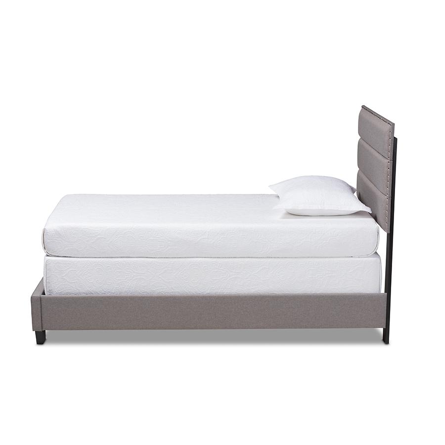 Baxton Studio Ansa Modern and Contemporary Grey Fabric Upholstered Twin Size Bed. Picture 3