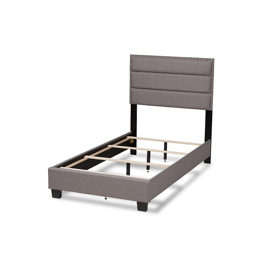 Baxton Studio Ansa Modern and Contemporary Grey Fabric Upholstered Twin Size Bed. Picture 4