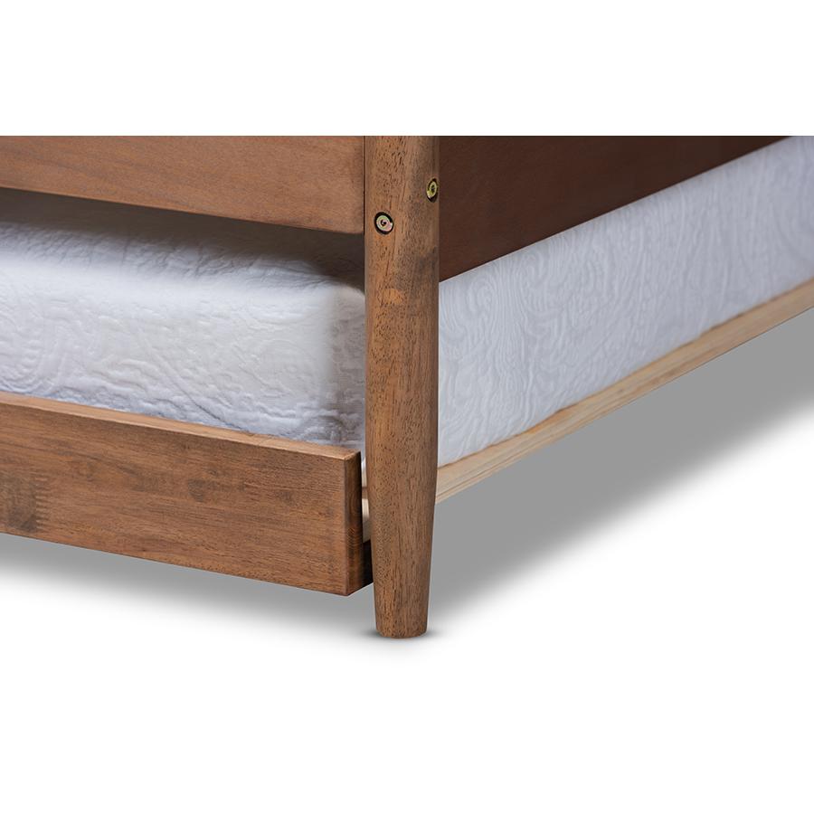 Veles Mid-Century Modern Ash Wanut Finished Wood Daybed with Trundle. Picture 7