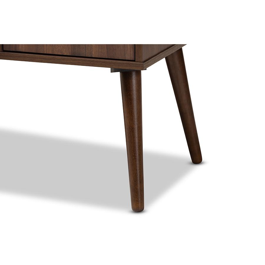 Baxton Studio Alard Mid-Century Modern Walnut Brown Finished 2-Door Wood TV Stand. Picture 7