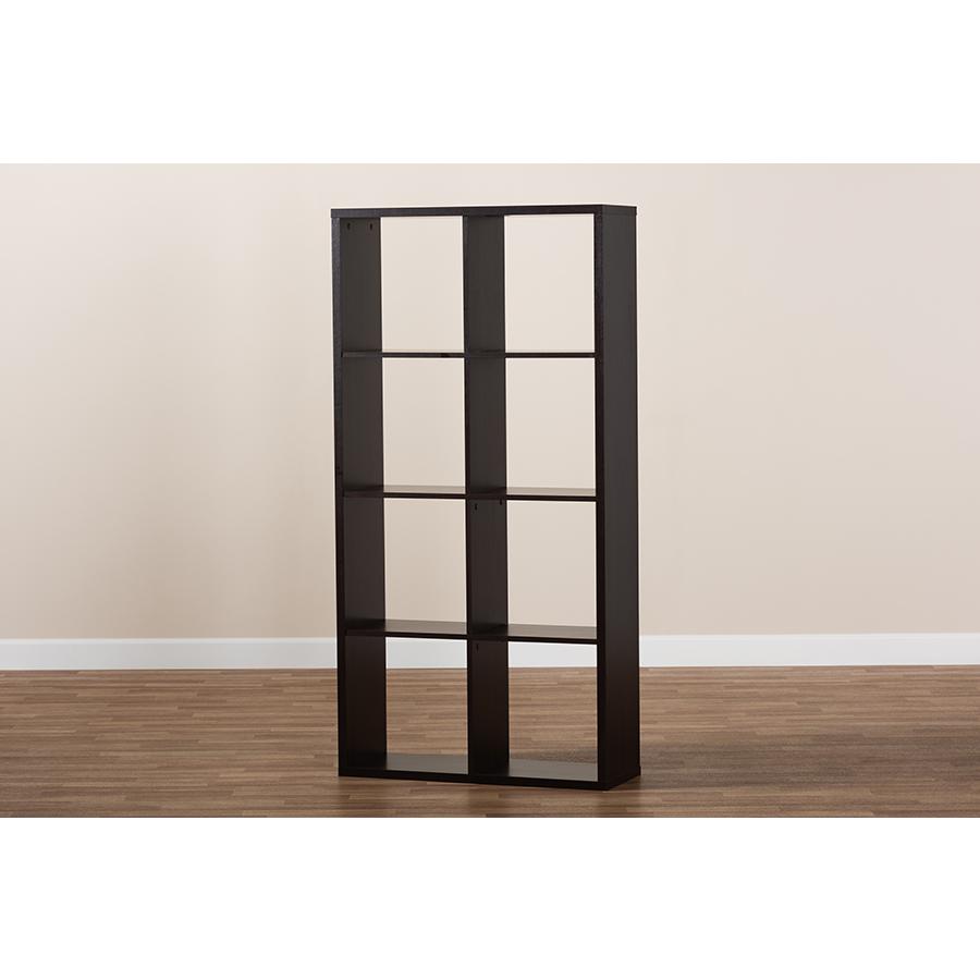 Baxton Studio Janne Modern and Contemporary Dark Brown Finished 8-Cube Multipurpose Storage Shelf. Picture 6
