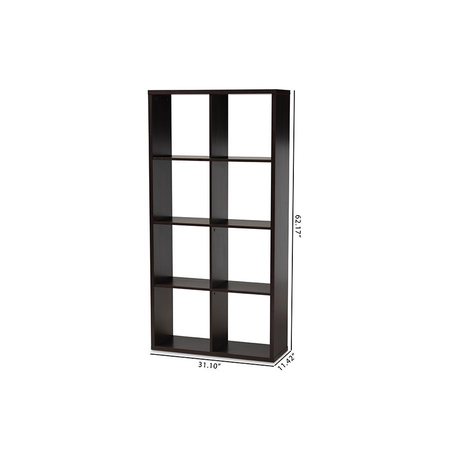 Baxton Studio Janne Modern and Contemporary Dark Brown Finished 8-Cube Multipurpose Storage Shelf. Picture 7