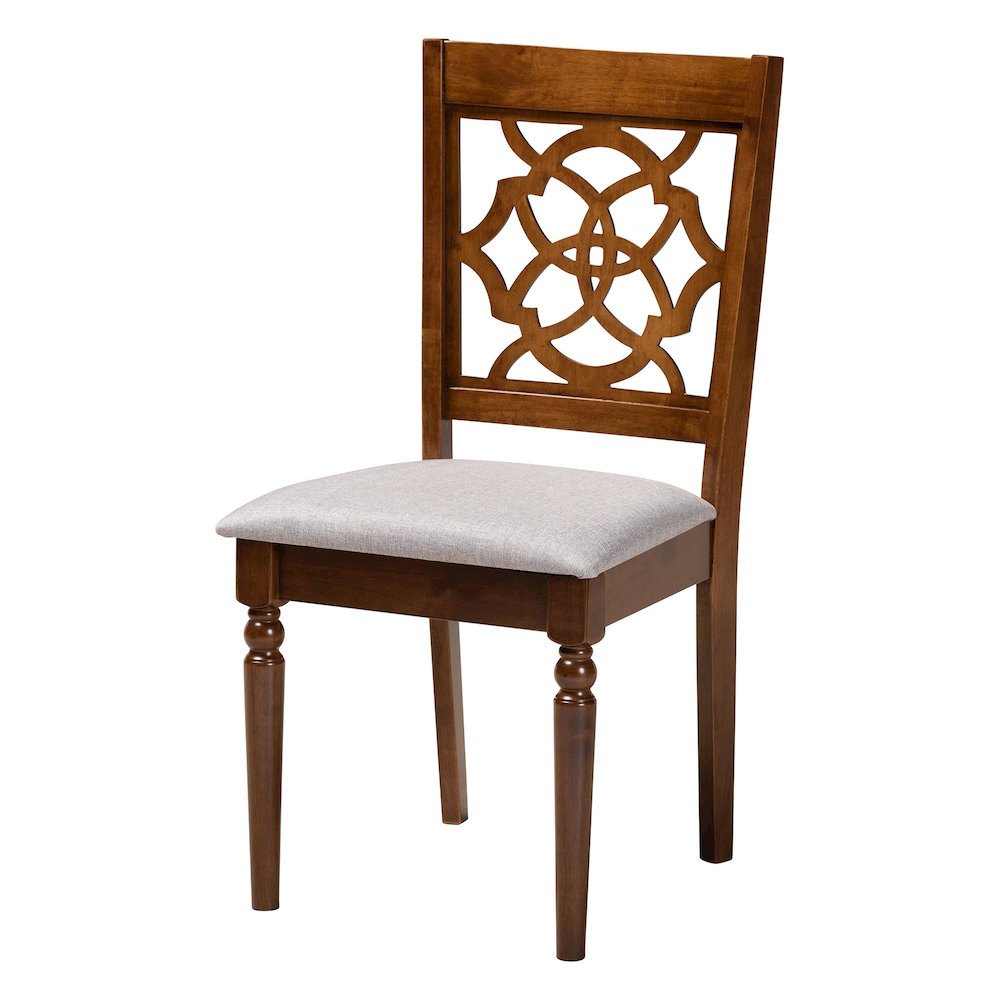 Renaud Modern Grey and Walnut Brown Wood 5-Piece Dining Set. Picture 2