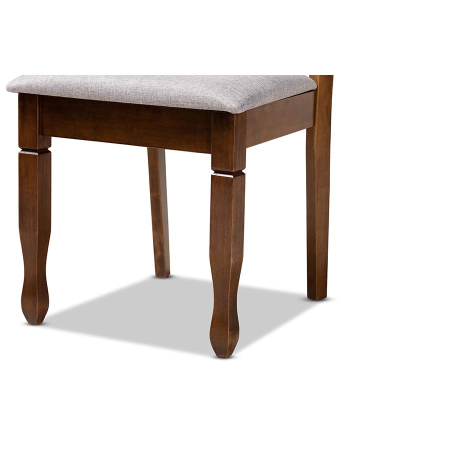 Grey Fabric Upholstered and Walnut Brown Finished Wood 5-Piece Dining Set. Picture 6