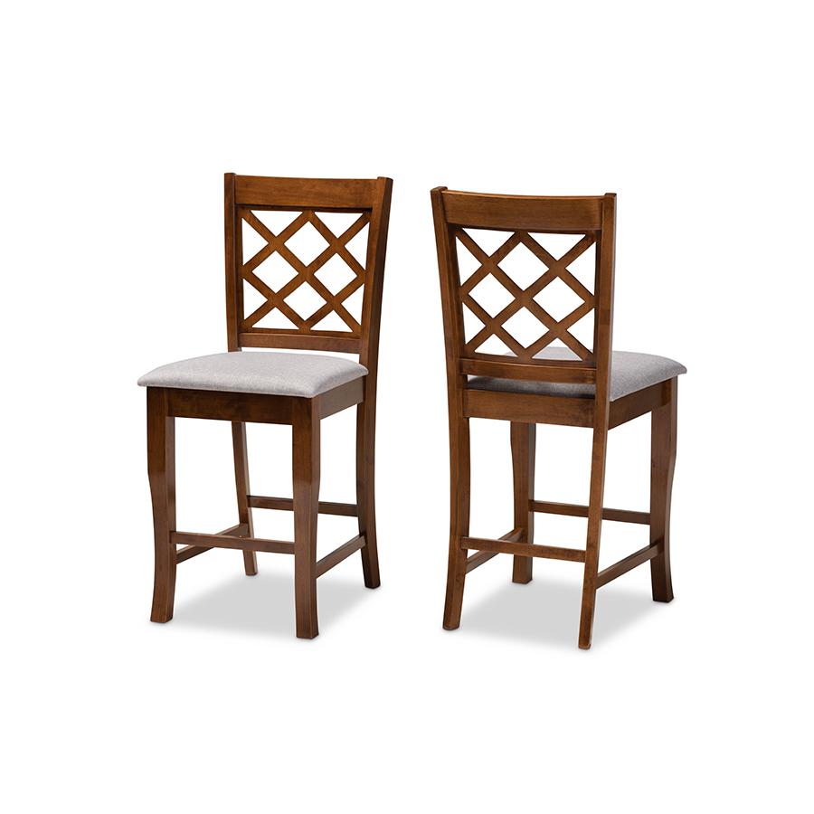Walnut Brown Finished Wood 2-Piece Counter Height Pub Chair Set. Picture 1