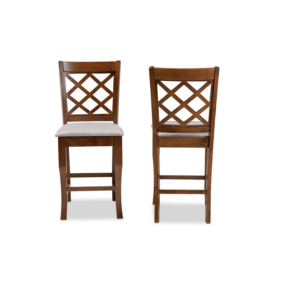 Walnut Brown Finished Wood 2-Piece Counter Height Pub Chair Set. Picture 2