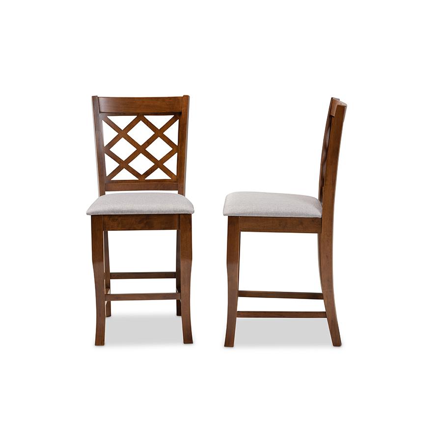 Walnut Brown Finished Wood 2-Piece Counter Height Pub Chair Set. Picture 3