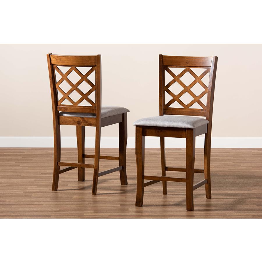 Walnut Brown Finished Wood 2-Piece Counter Height Pub Chair Set. Picture 7