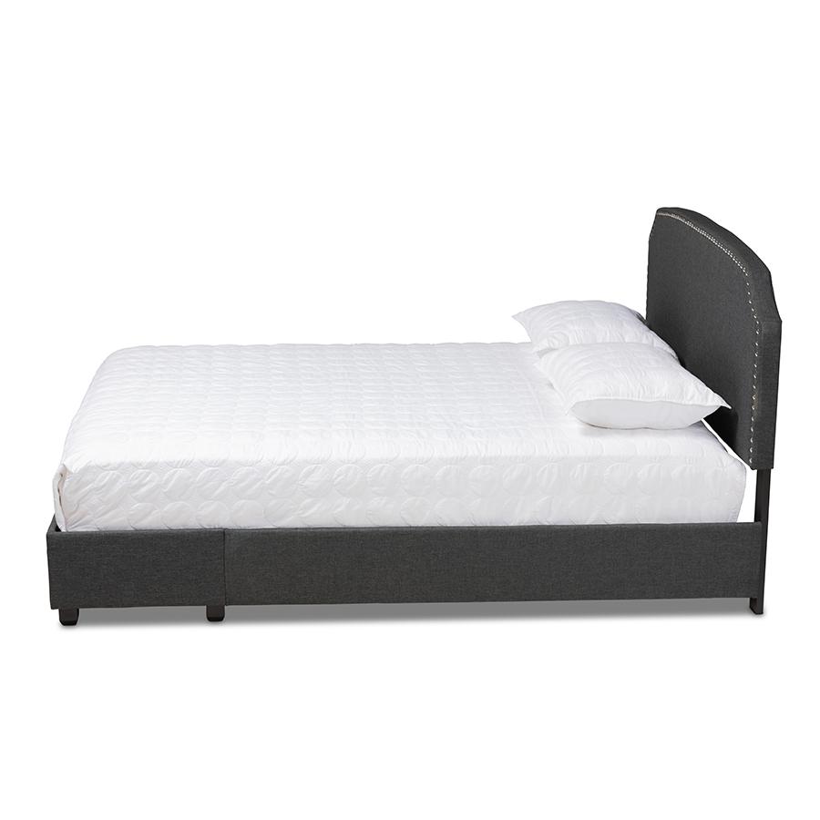 Larese Dark Grey Fabric Upholstered 2-Drawer Queen Size Platform Storage Bed. Picture 3