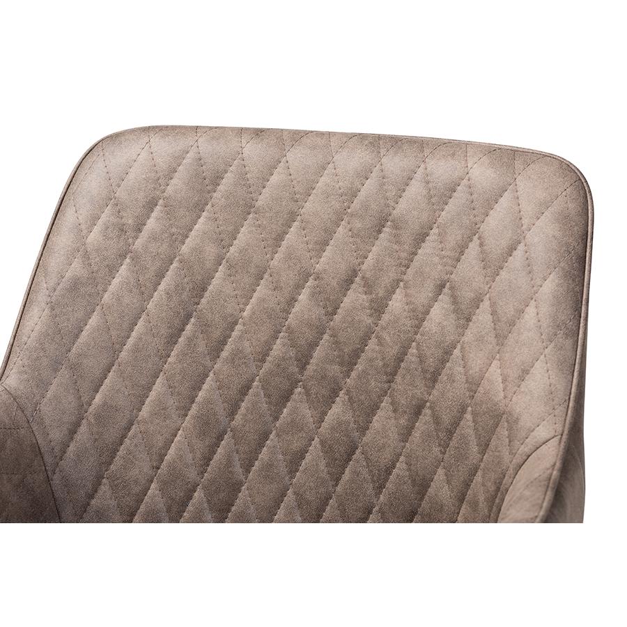 Grey and Brown Imitation Leather Upholstered 2-Piece Metal Dining Chair Set. Picture 4