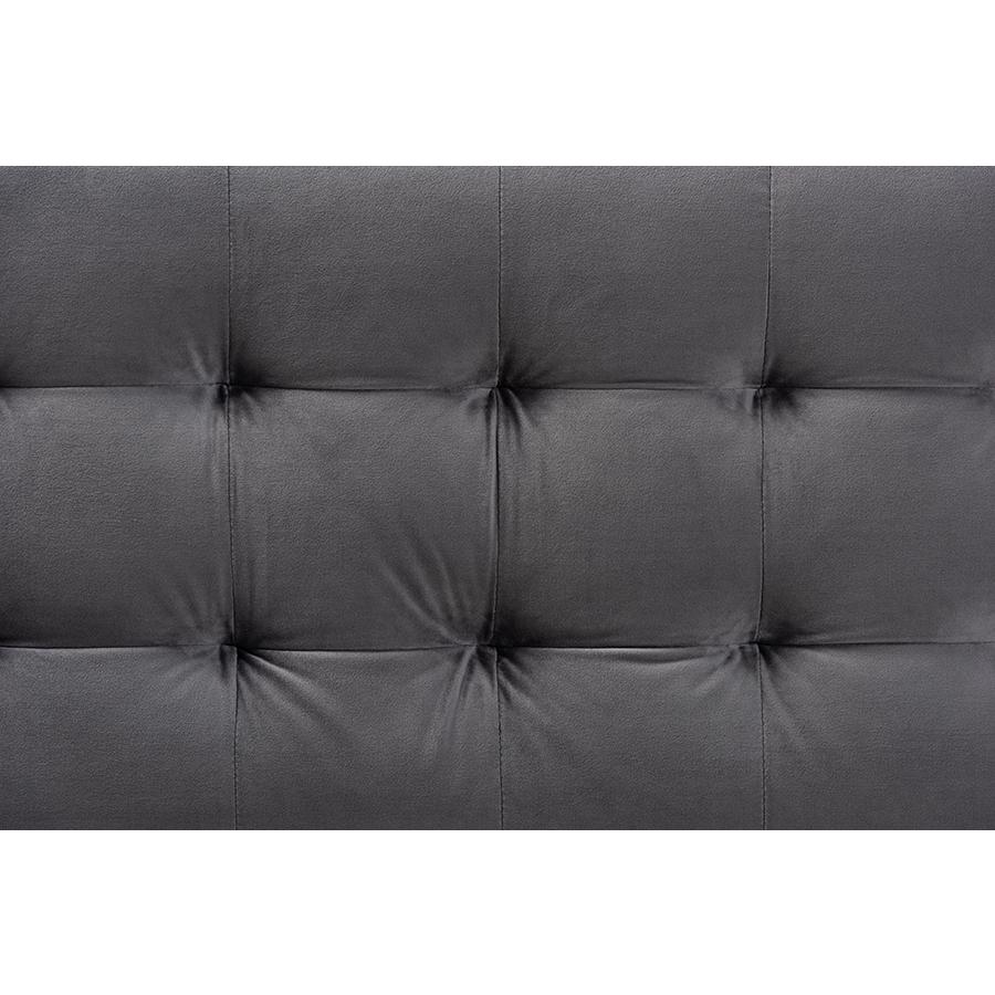 Grey Velvet Fabric Upholstered Grid-Tufted Storage Ottoman Bench. Picture 6