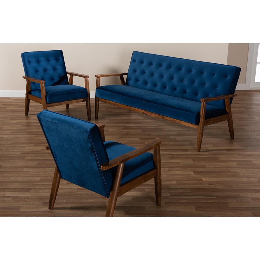 Walnut Finished 3-Piece Wooden Living Room Set. Picture 7