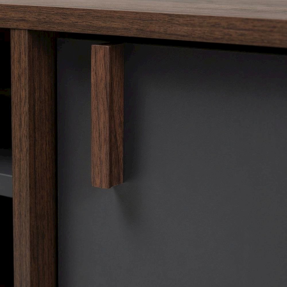 Mid-Century Modern Brown and Dark Grey TV Stand with Particle Board Finish. Picture 5