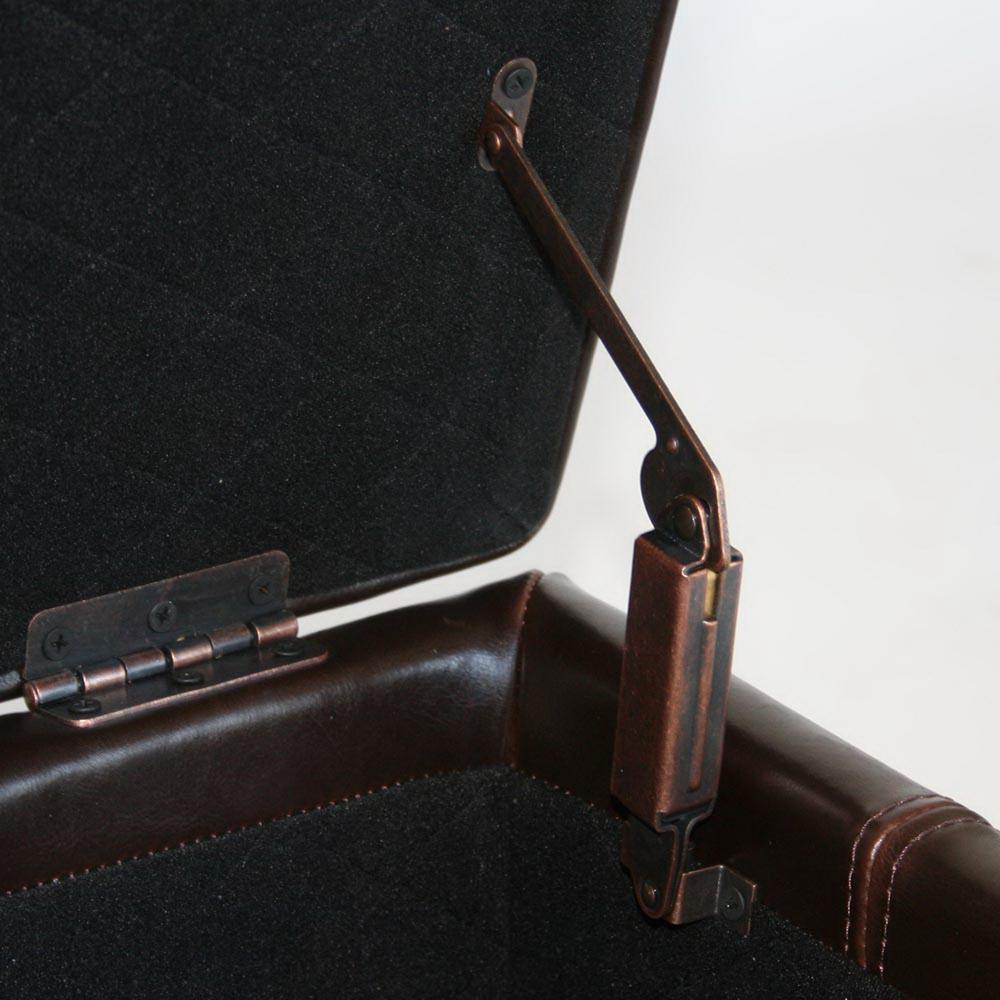 Brown Leather Storage Ottoman Dark Brown. Picture 3