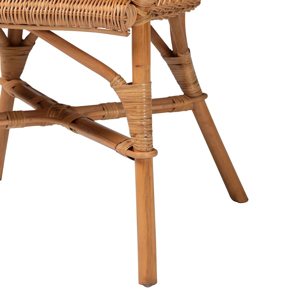 Abigale Natural Rattan Dining Chair - Handwoven Wicker Accent Chair with Arms. Picture 6