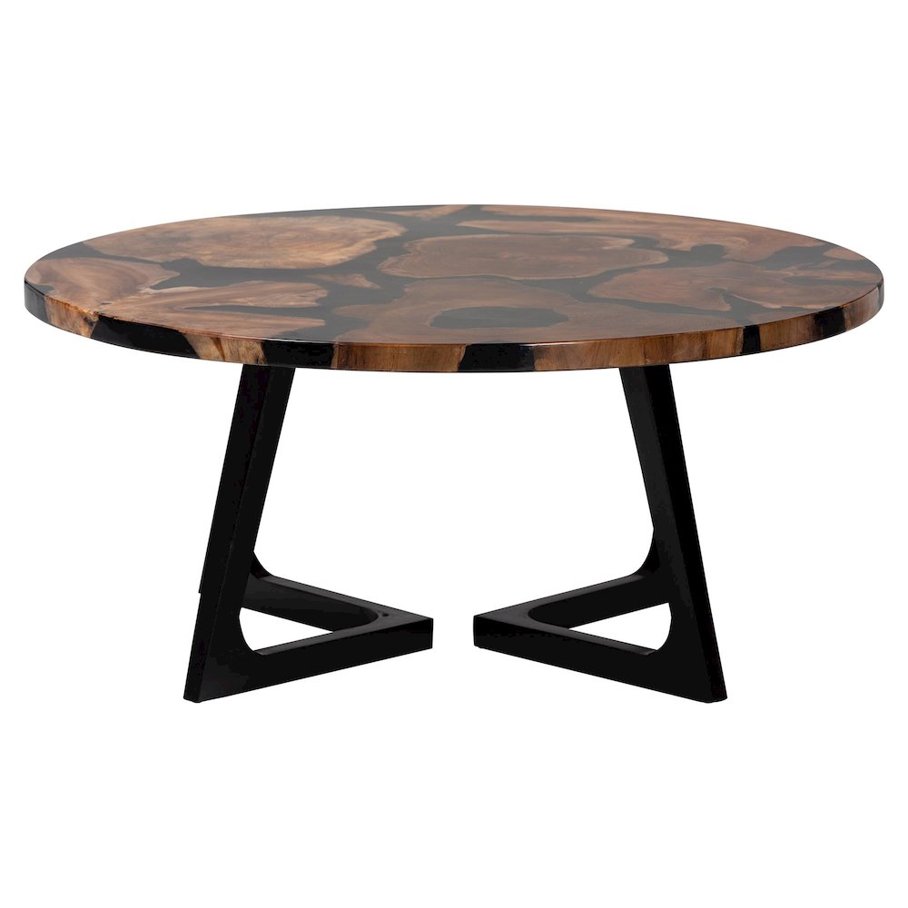 Agata Wood and Epoxy Resin Coffee Table - Handcrafted Live Edge Teak Accent. Picture 2