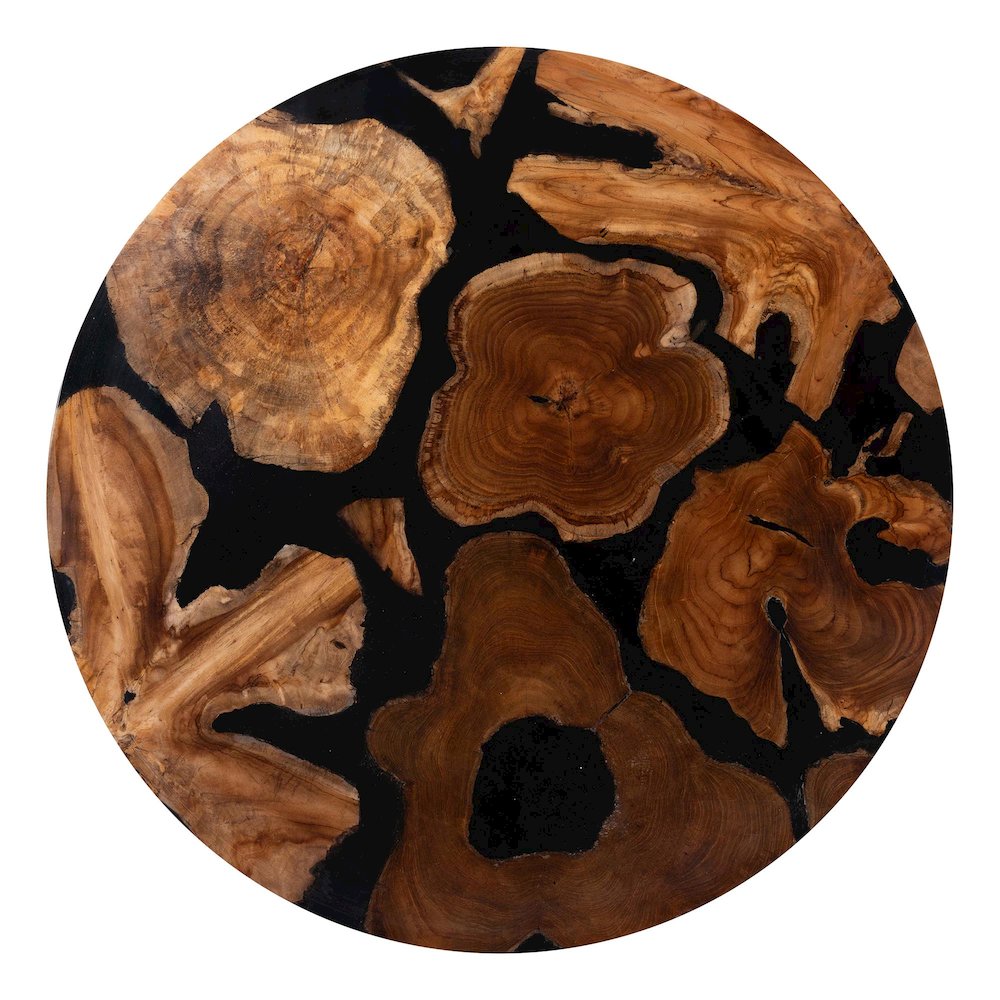 Agata Wood and Epoxy Resin Coffee Table - Handcrafted Live Edge Teak Accent. Picture 4