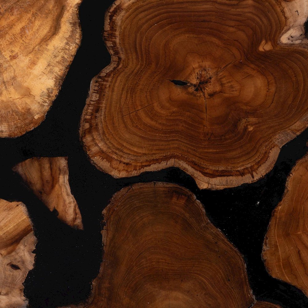 Agata Wood and Epoxy Resin Coffee Table - Handcrafted Live Edge Teak Accent. Picture 5
