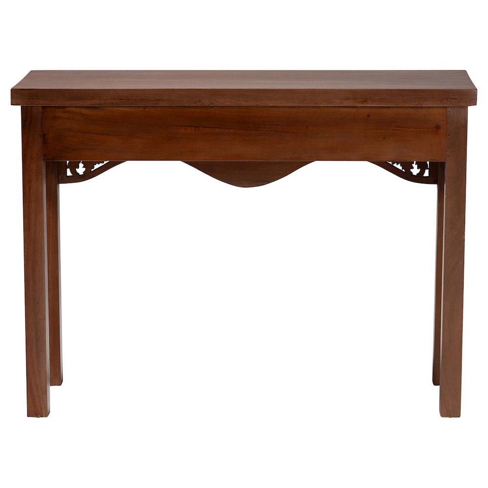 Alannis Mahogany Wood Console Table - Accent Table with Carved Floral Apron for. Picture 4