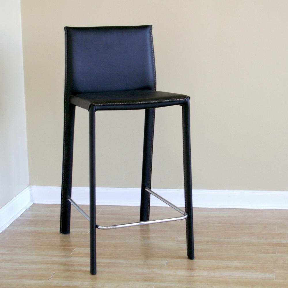 Baxton Studio Crawford Brown Leather 2-Piece Counter Height Stool Set. Picture 1