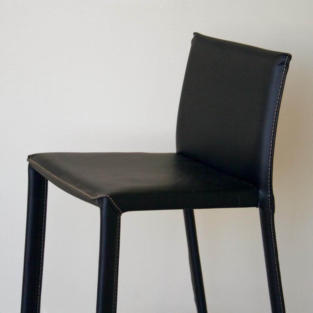 Baxton Studio Crawford Brown Leather 2-Piece Counter Height Stool Set. Picture 2