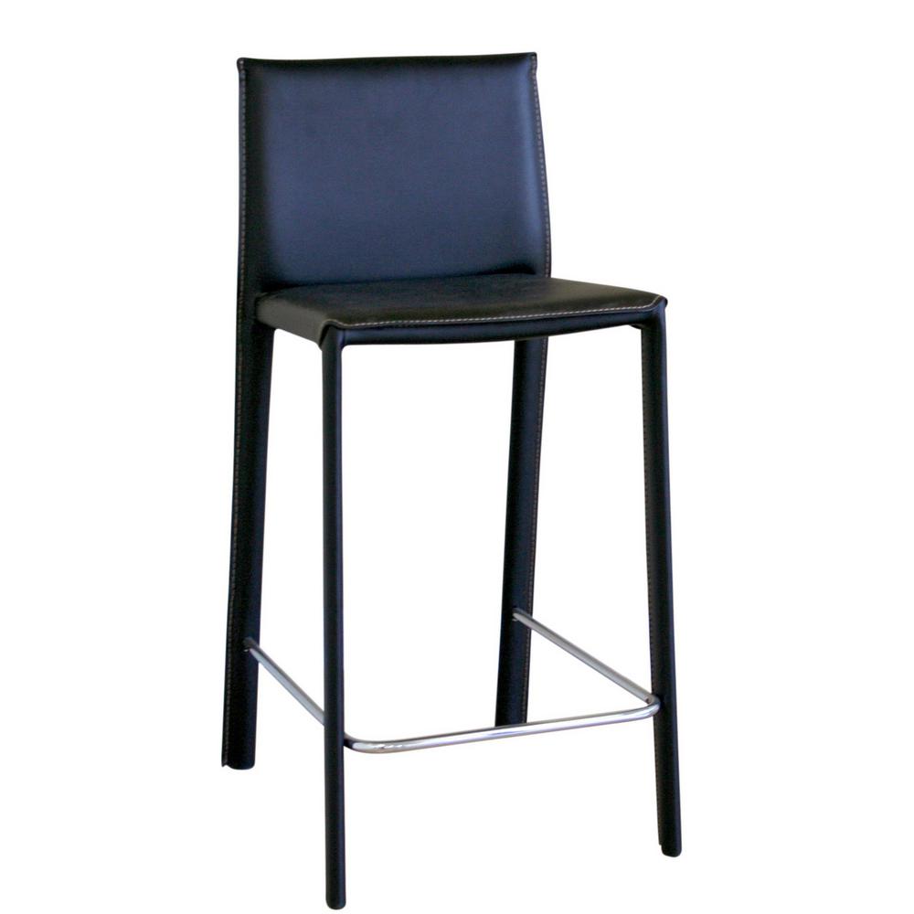 Baxton Studio Crawford Brown Leather 2-Piece Counter Height Stool Set. Picture 4
