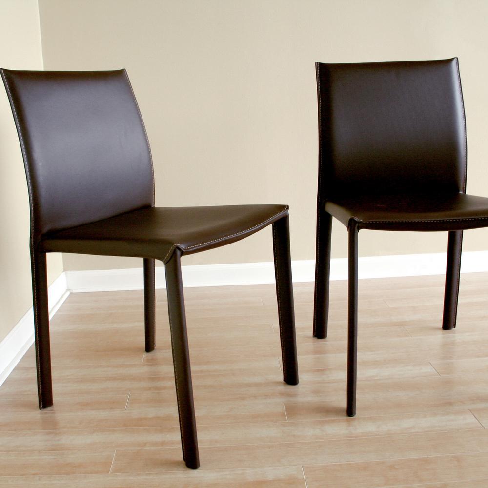 Baxton Studio Brown Leather Bar Stool (Set of 2). Picture 3
