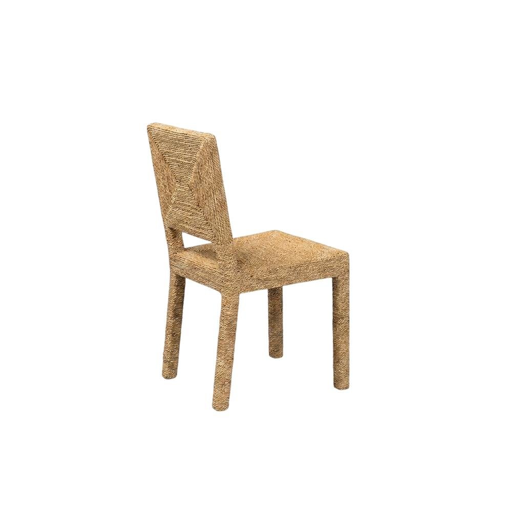 Seagrass and Mahogany Wood Boho Woven Dining Chair for Dining Room, Natural. Picture 4
