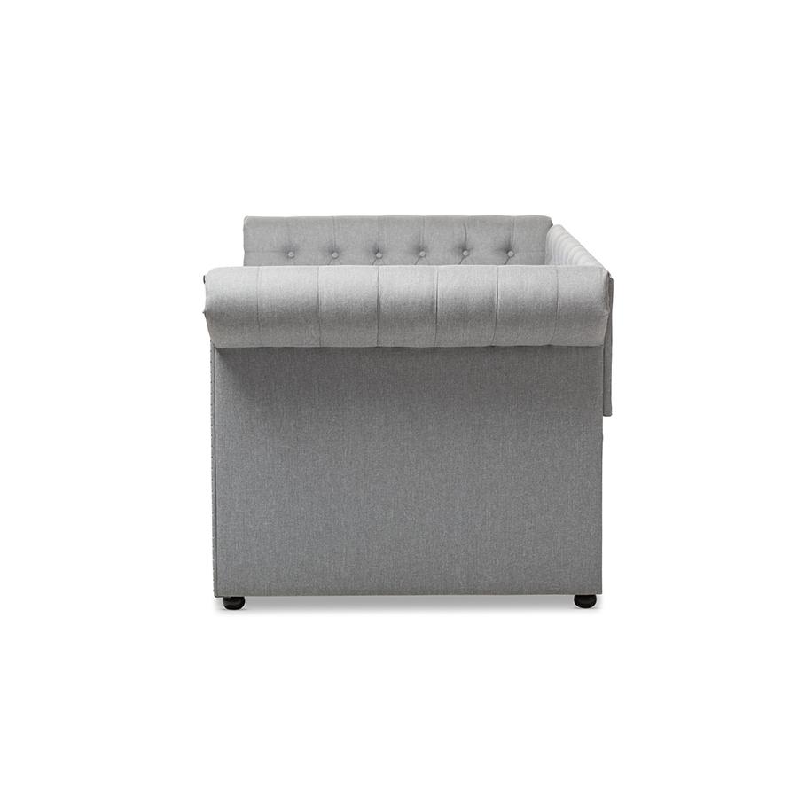 Grey Fabric Trundle Daybed. Picture 3