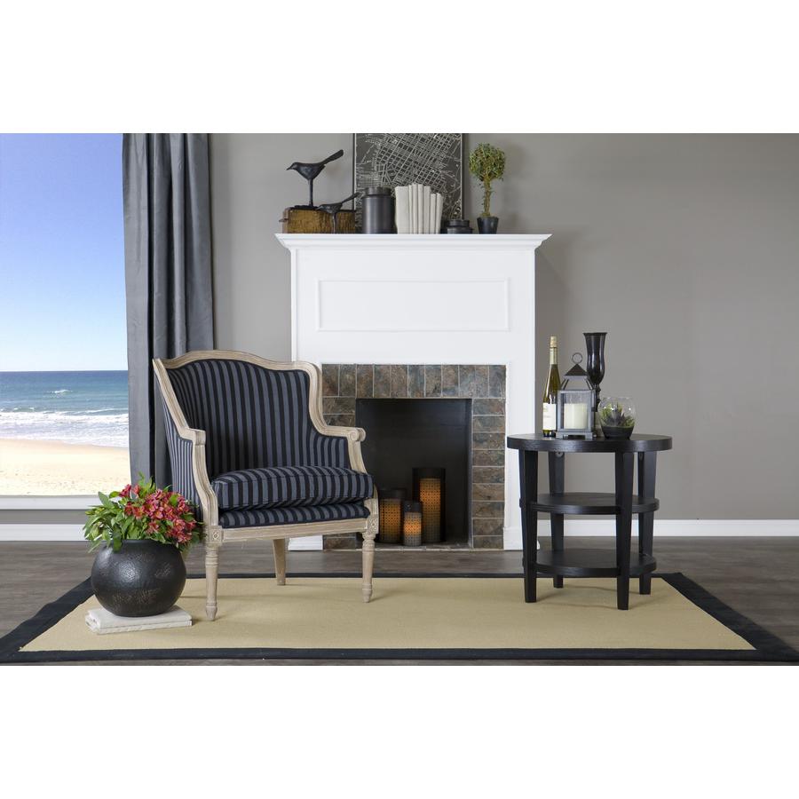 Charlemagne Traditional French Black and Grey Striped Accent Chair Black/Grey Stripes. Picture 3