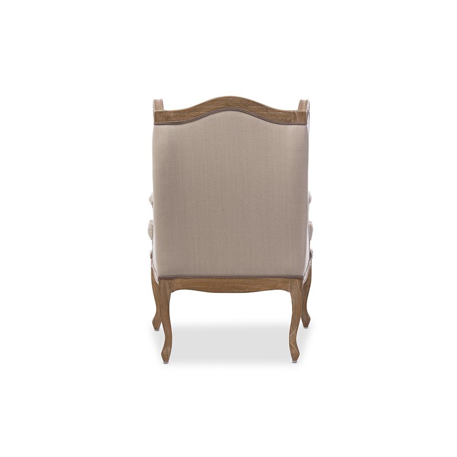 Provincial White Wash Distressed Two-tone Upholstered Armchair. Picture 4