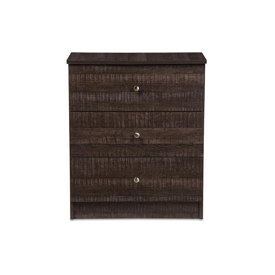 Espresso Brown Wood 3-Drawer Storage Chest. Picture 1